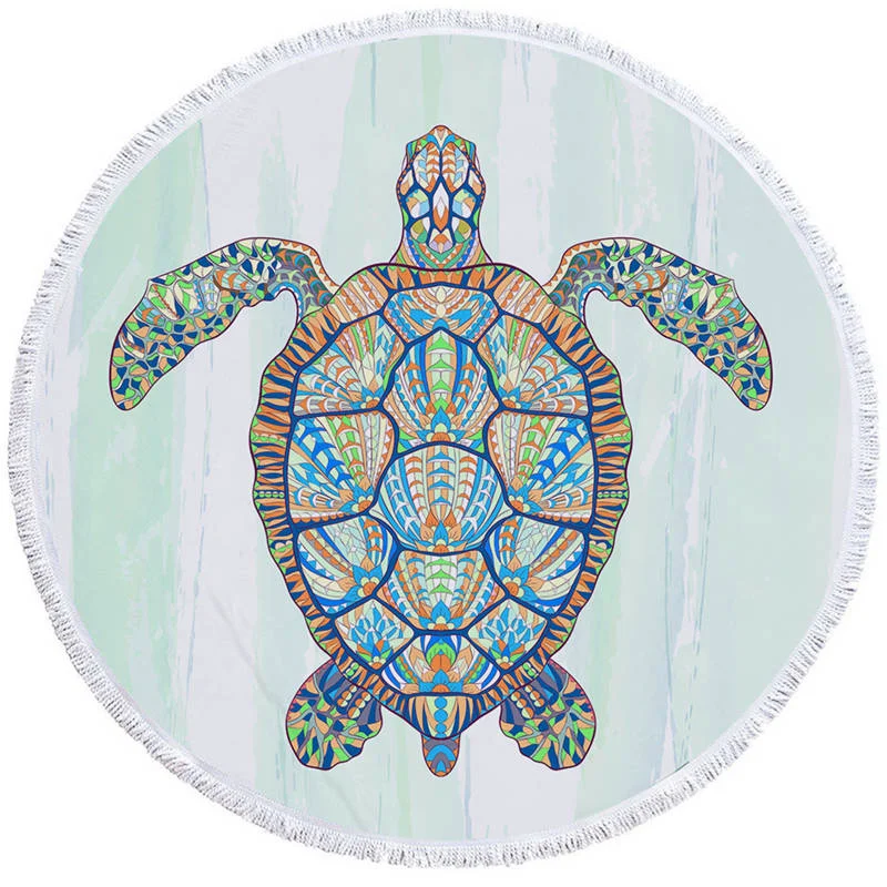 Serviette de Plage Tortue Ronde - Multicolore