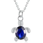Pendentif Tortue - CrystalBlue (argent)