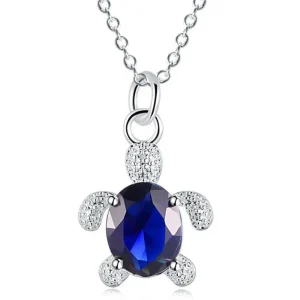 Pendentif Tortue - CrystalBlue (argent)