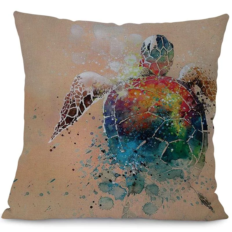 Housse de Coussin Tortue Éclaboussure
