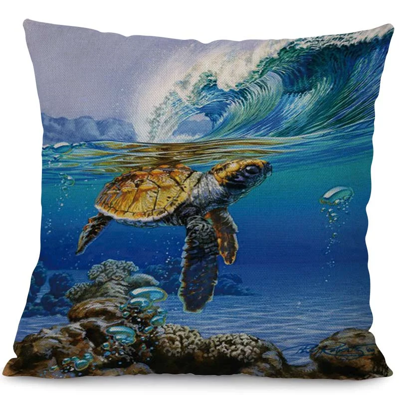 Housse de Coussin Tortue - Vague