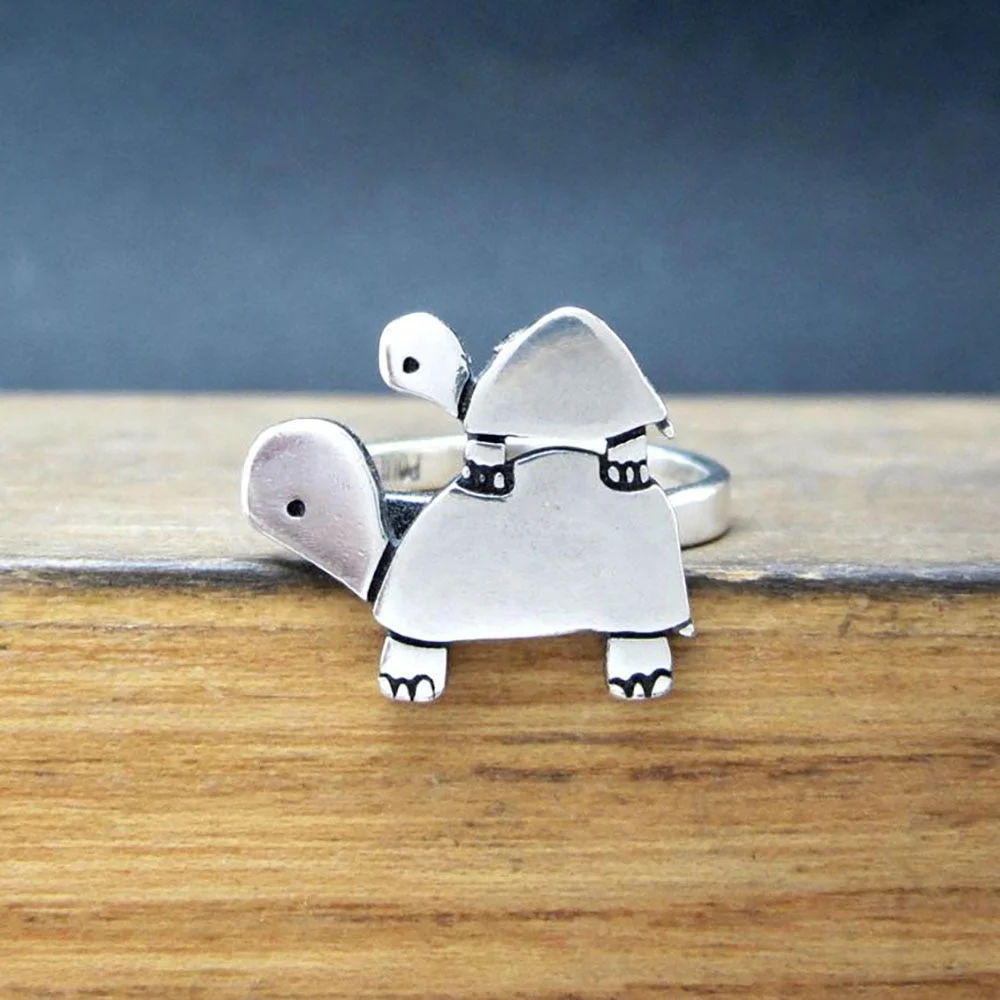 Bague Tortue Mère et Bébé