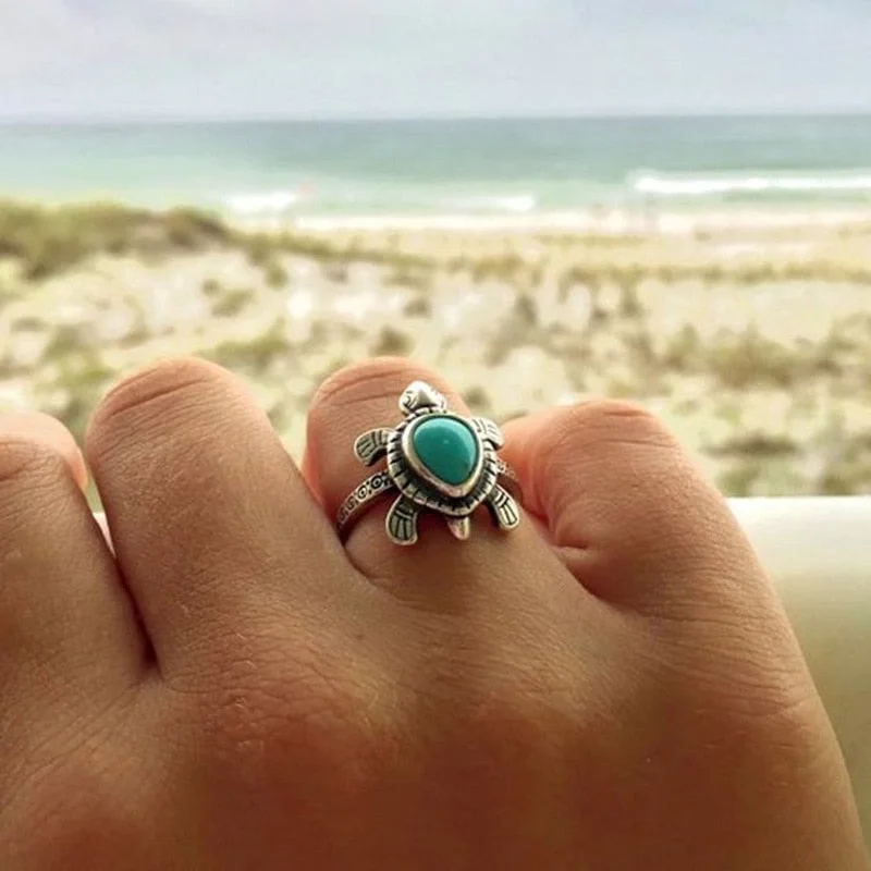 Bague Tortue - Eau Turquoise