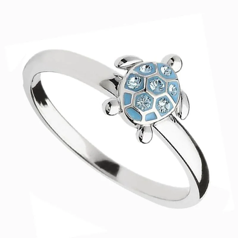 Bague Tortue Fine - Bleutée