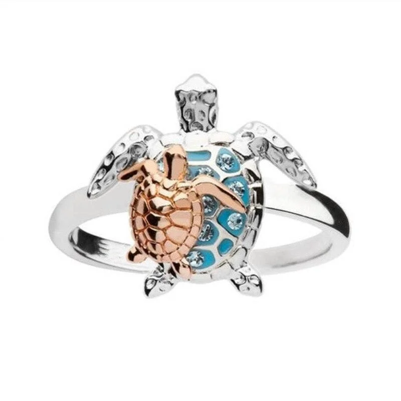 Bague Tortue Mère Fille, détails raffinés