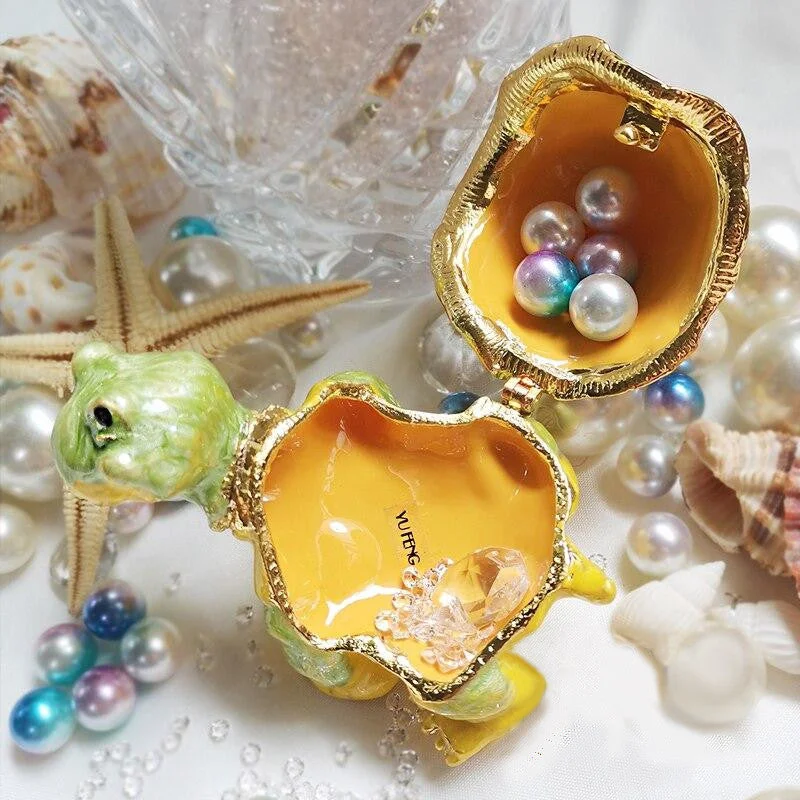 Boîte à Bijoux Tortue de Terre ouverte