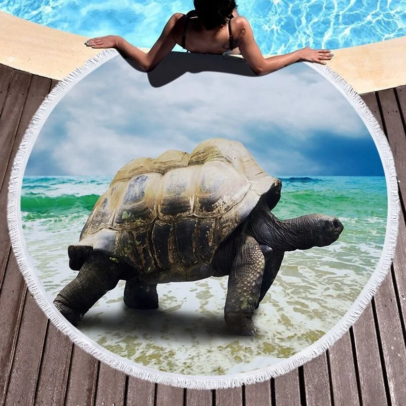Serviette de Plage Tortue Ronde au bord de l'eau