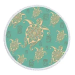 Serviette de Plage Tortue Ronde - Turquoise