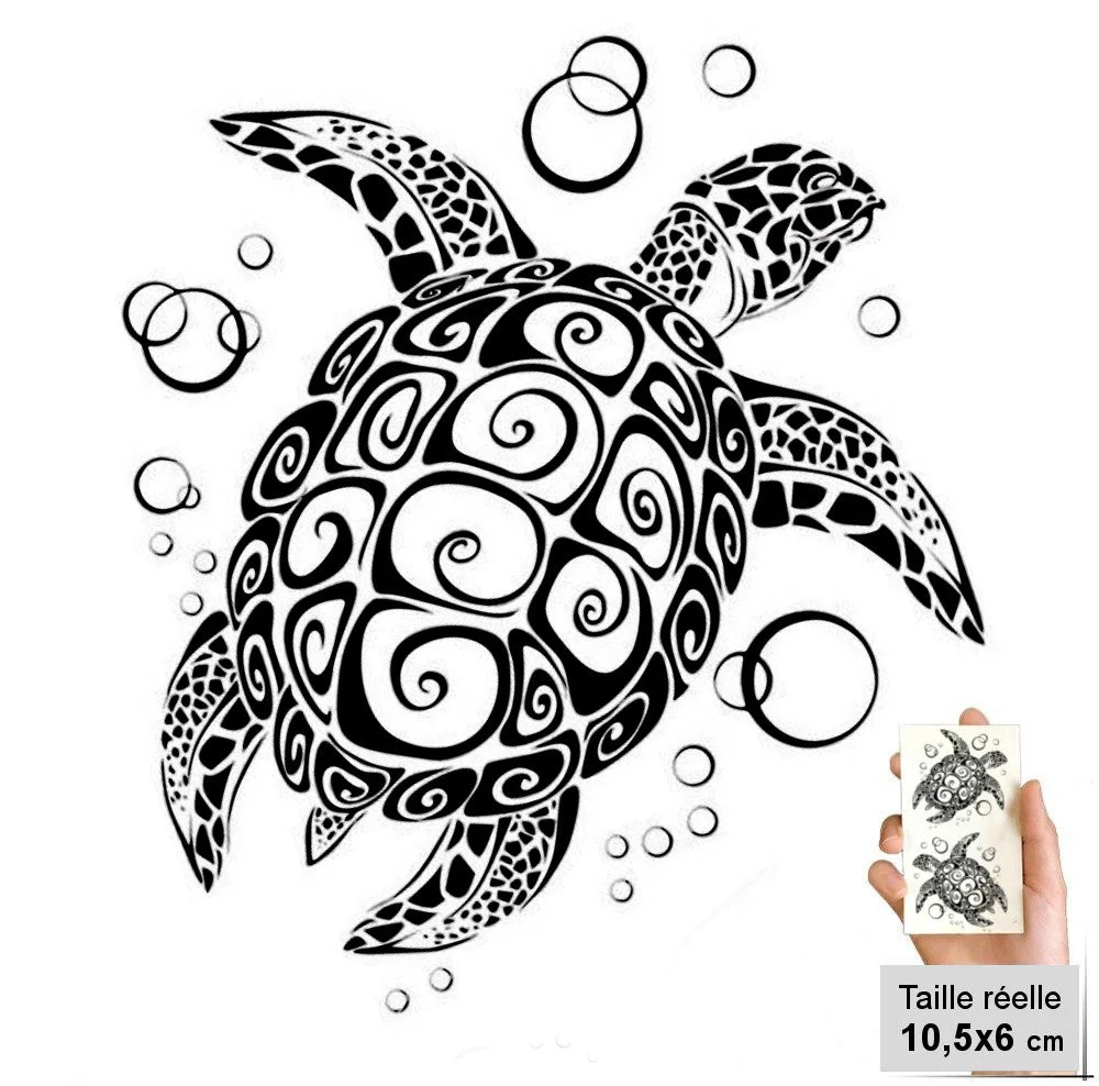 Tatouage Temporaire Tortue Tourbillonante