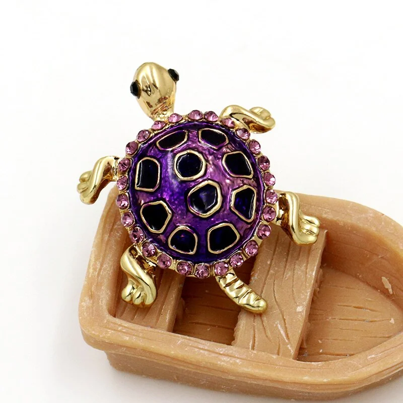 Broche Tortue Violetta Or