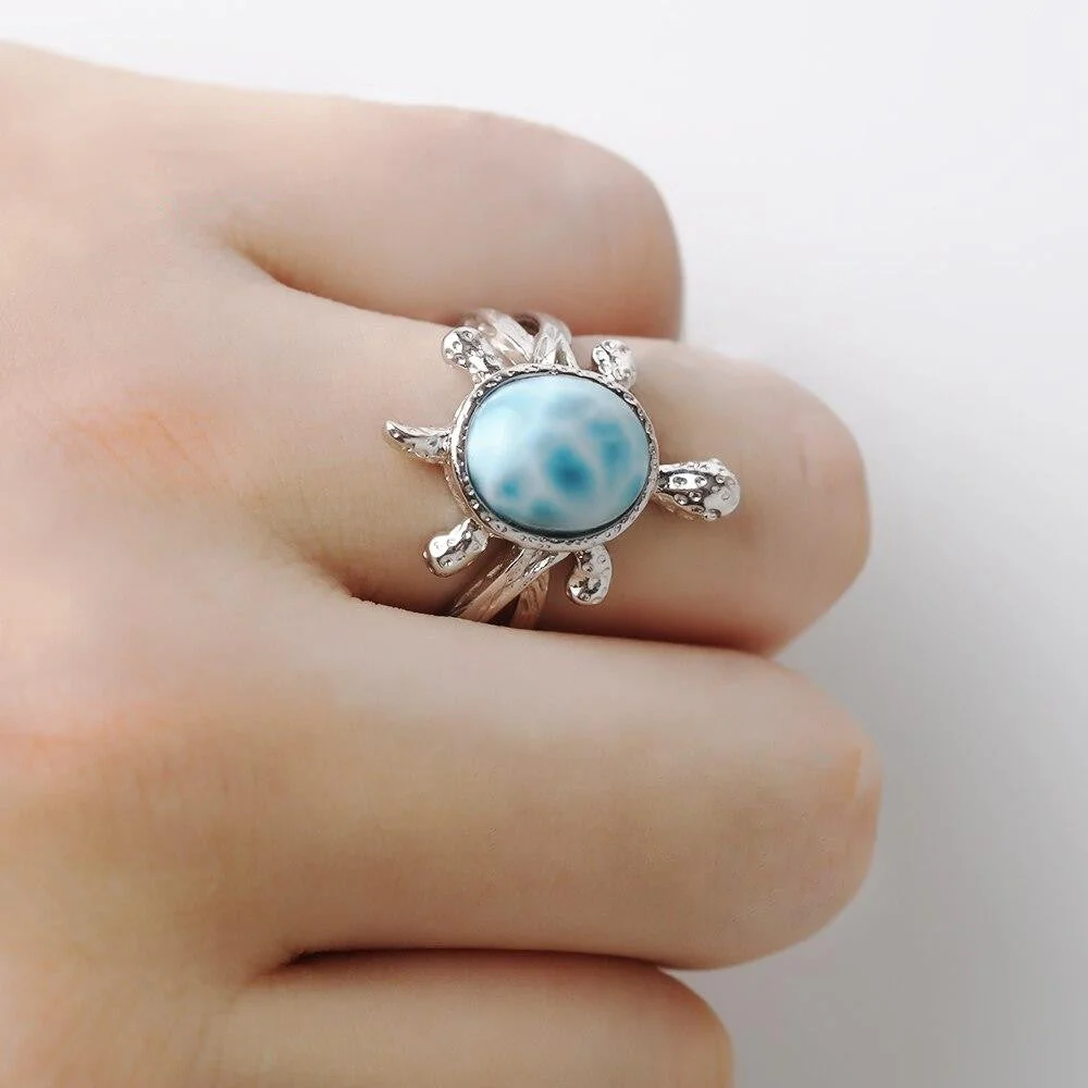 Bague en Argent avec Pierre Larimar