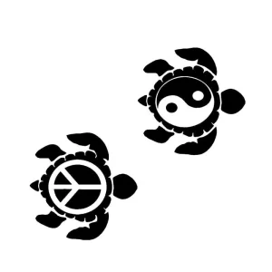 Autocollant Tortue Moto - Peace & Ying Yang (2pcs)