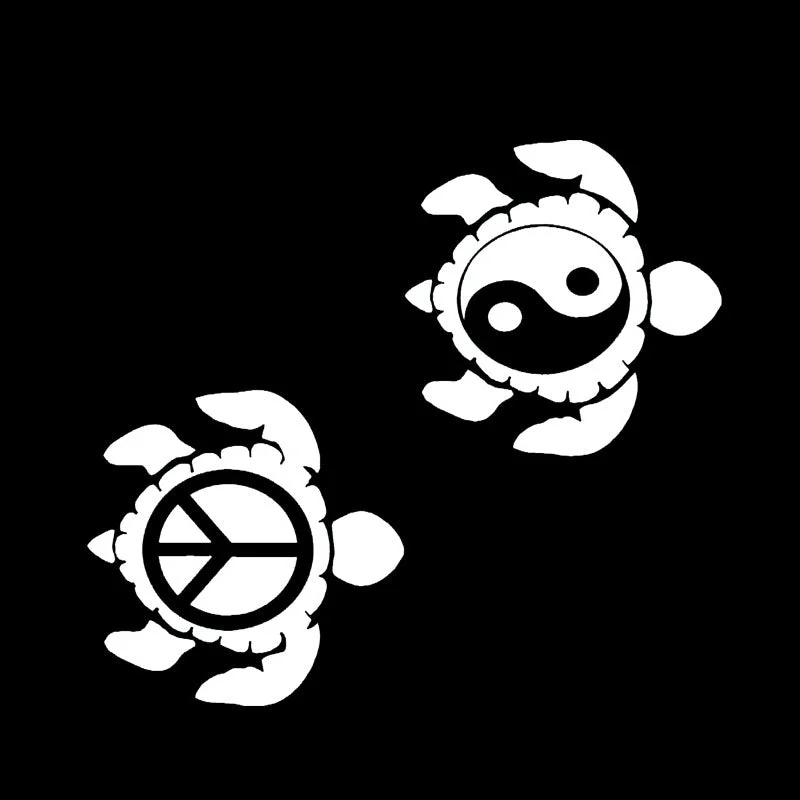 Autocollant Tortue Moto - Peace & Ying Yang (2pcs) – Image 2