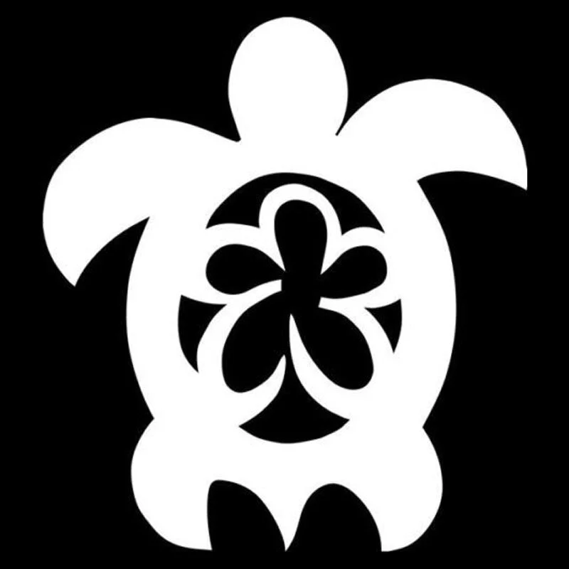 Autocollant Voiture Tortue Polynésienne en application