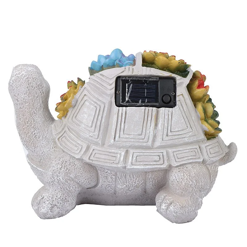 Statue Tortue Solaire - Fleurs dans le jardin
