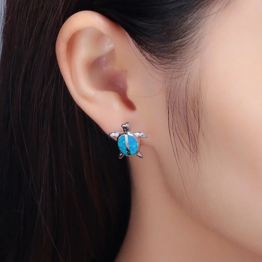 Détail des Boucles d'Oreilles Tortue Flamboyante