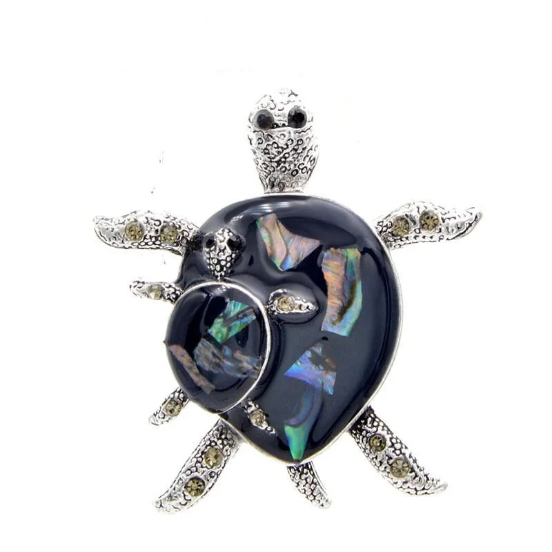 Broche Tortue Nacre Noir
