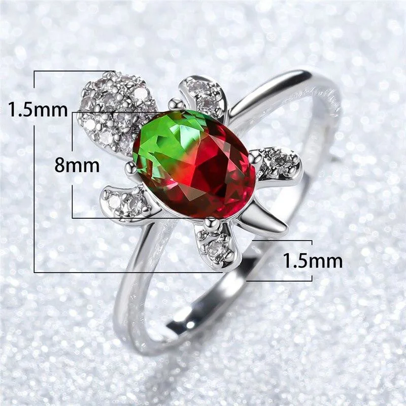 Bague Tortue en Opale Multicolore