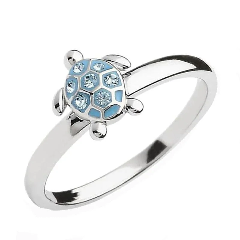 Bague Tortue Fine - Bleutée