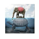 Poster Tortue et Eléphant