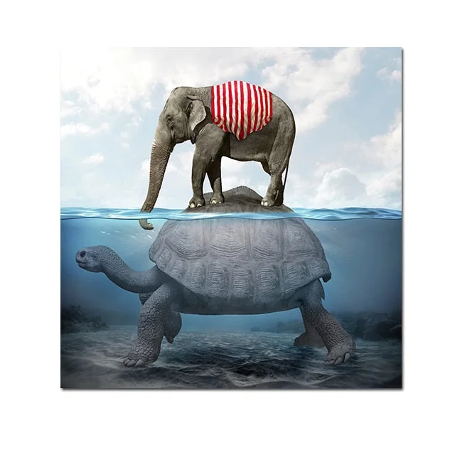 Poster Tortue et Eléphant