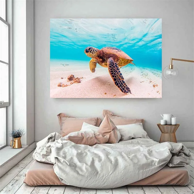 Affiche Tortue au Style Peinture à l'Huile