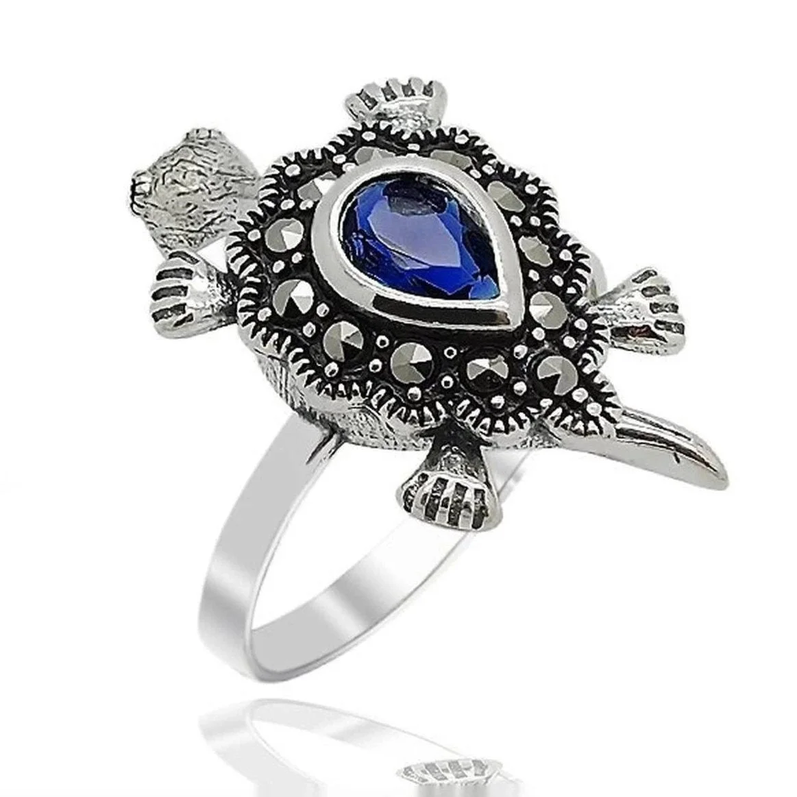 Bague Tortue - Marcassite (Argent)