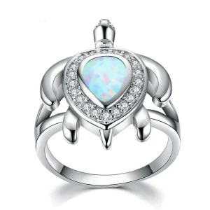 Bague Tortue - Pierre turquoise (Acier)