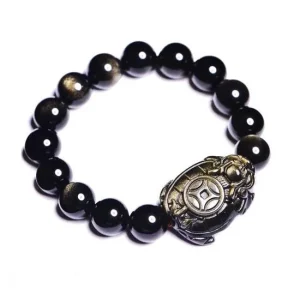 Bracelet Tortue Dragon (Obsidienne)