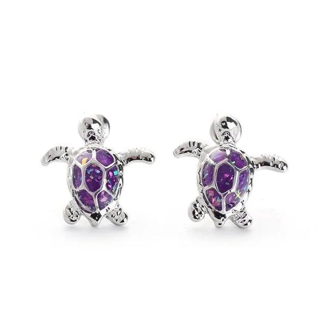 Boucles d'oreilles Tortue - Crystal portées