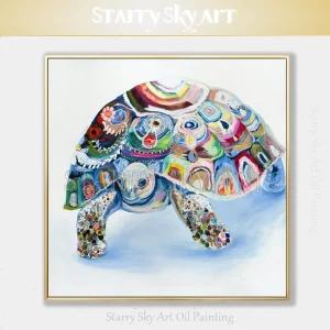 Tableau Tortue - Abstrait (Peint à la main)