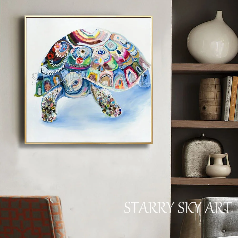 Tableau Tortue - Abstrait (Peint à la main) – Image 3
