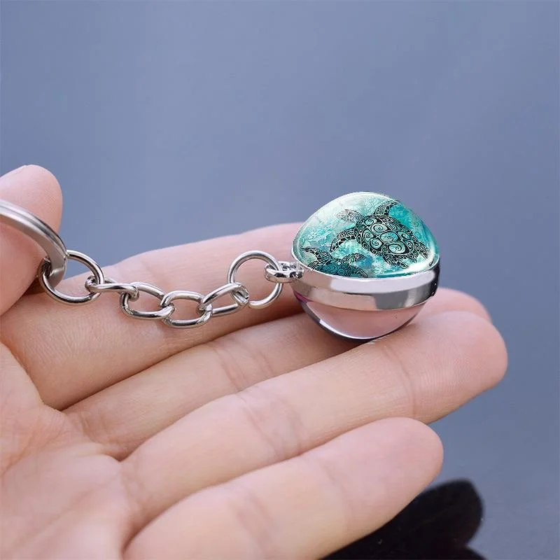 Porte-Clé Tortue en Verre 3D