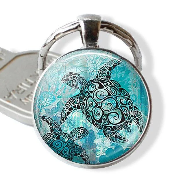 Porte-Clé Tortue en Verre 3D