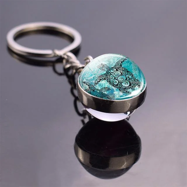 Porte-Clé Tortue en Verre 3D