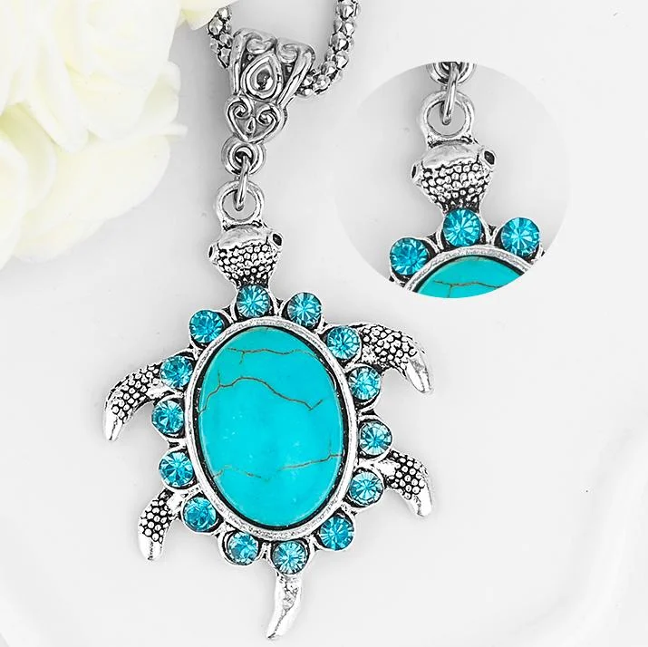Pendentif Tortue Carapace Bleu