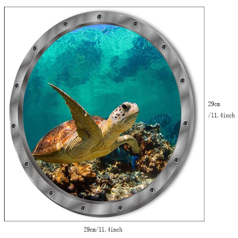 Sticker Tortue - Effet Hublot Sous-marin – Image 2