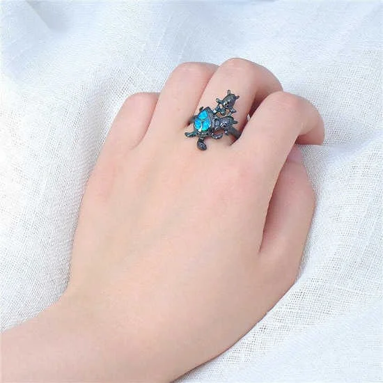 Bague en acier inoxydable tortue