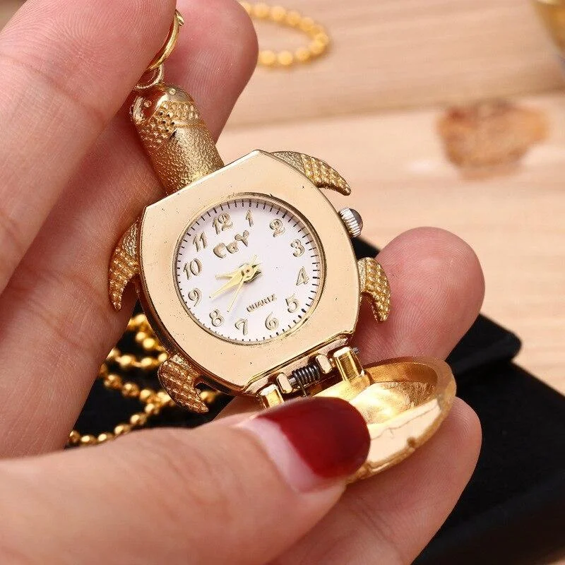 Montre Tortue de Poche en Acier Inoxydable