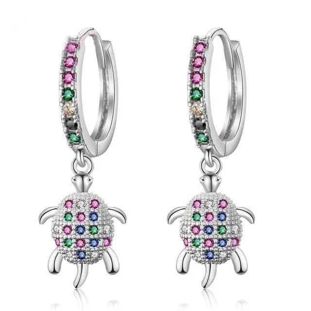 Boucles d'oreilles Tortue en Argent