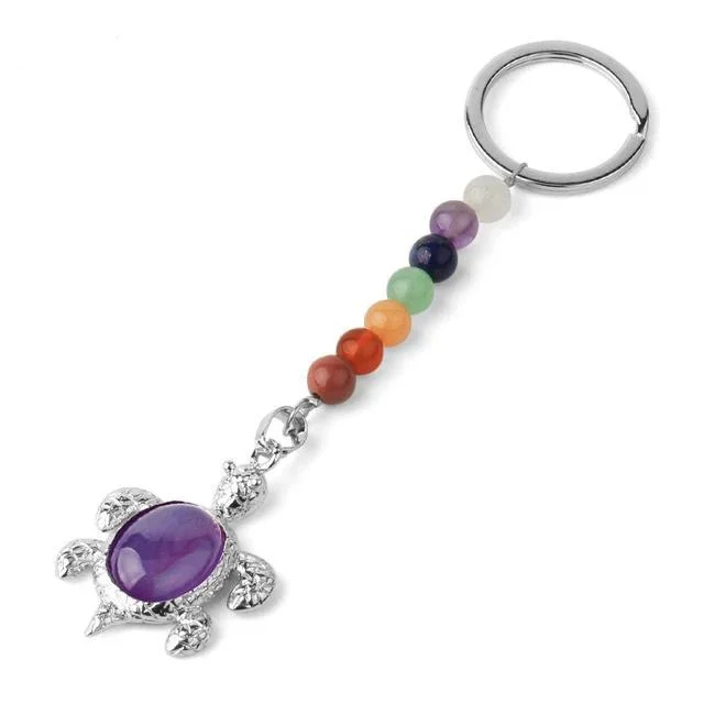 Porte-Clé Tortue - Chakra en Pierre Naturelle