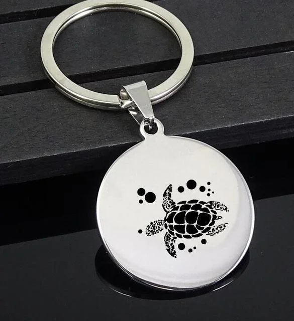 Porte-clé tortue gravé en détail