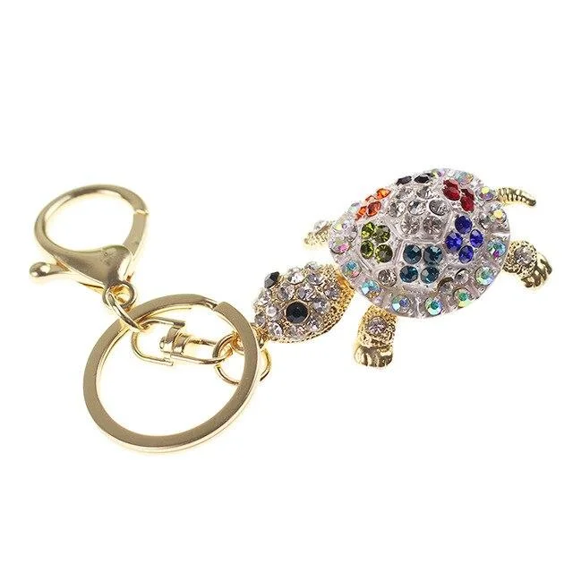 Porte-Clé Tortue Ovale en Acier Inoxydable