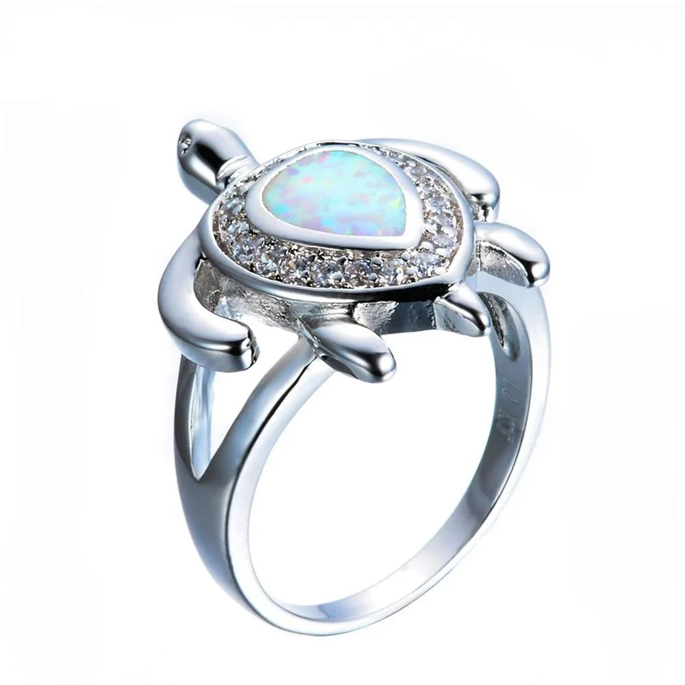 Bague Tortue en Acier avec Pierre Turquoise