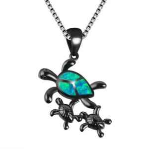 Pendentif Tortue Noire - Famille Turtle