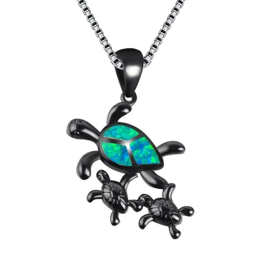 Pendentif Tortue Noire - Famille Turtle