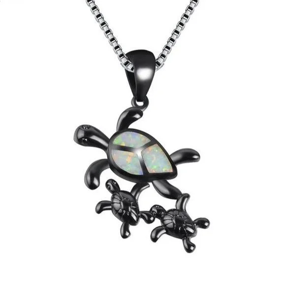 Pendentif Tortue Noire - Famille Turtle
