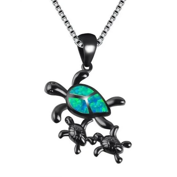 Pendentif Tortue Noire - Famille Turtle