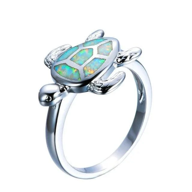 Bague Tortue Multicolore en Acier
