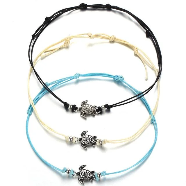 Set de 3 Bracelets Cheville Tortue
